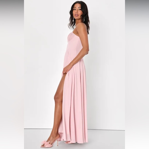 NWT Lulus Cause for Commotion Light Pink Pleated Bustier Maxi Dress Feminine XS - Picture 5 of 7